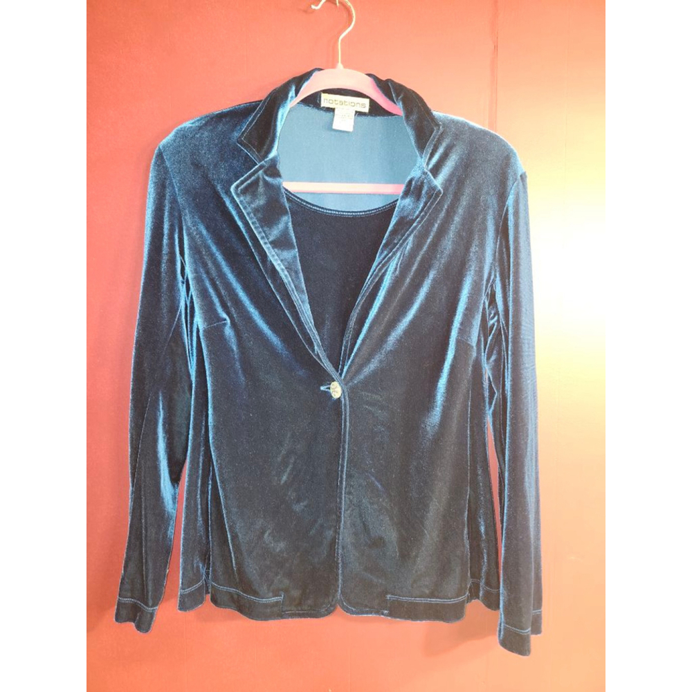 Women's Notations Teal Velvet Blazer with undershirt M